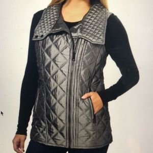 Marc New York, Andrew Marc Women’s light weight Quilted Asymmetrical, Gray Vest